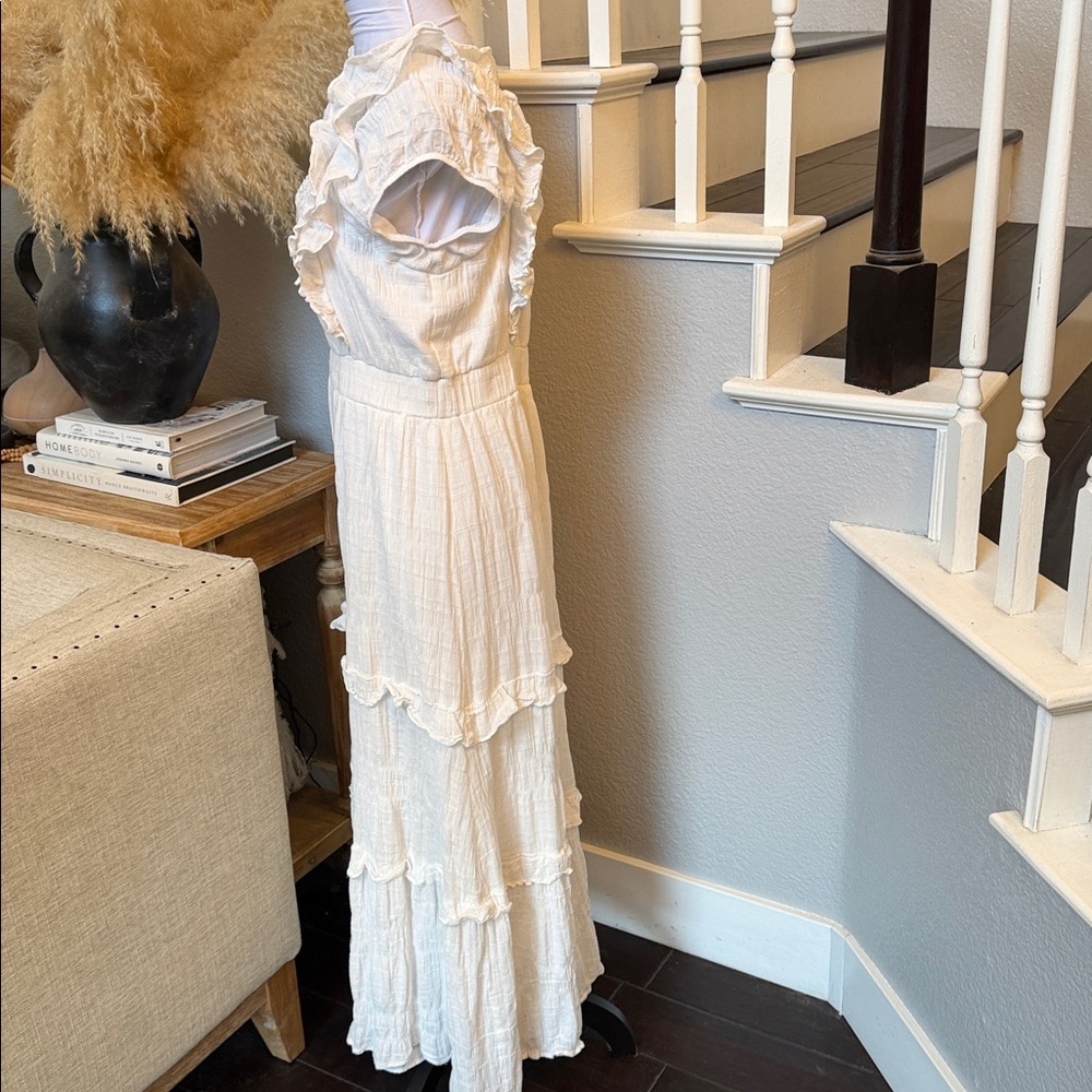 Betsey Johnson Snow White Ruffled Sleeveless Tiered Midi Dress Size Large - Picture 5 of 8